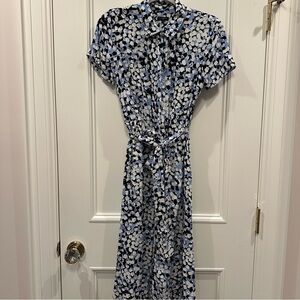 Talbots Black and White Wrap Midi Dress